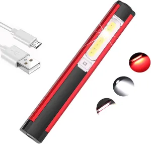 Pocketman Portable LED Rechargeable Work Light 5 Modes Flashlight Front Light and COB Side Light Magnetic Base for Car Repairing, Camping, Hiking, Backpacking, Fishing,
