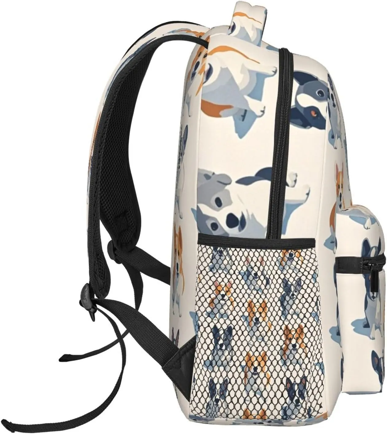 Polyester Daypack Backpack for Trekking Picnic Walking Cycling - Large Capacity Anti-Theft Multipurpose Shoulder Bag, Cute Pet Dogs Art Casual Daypack
