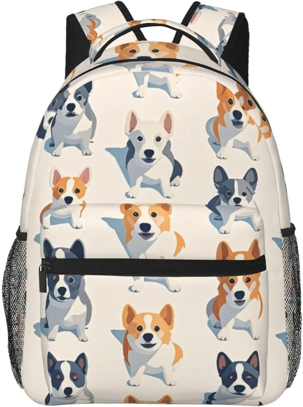 Polyester Daypack Backpack for Trekking Picnic Walking Cycling - Large Capacity Anti-Theft Multipurpose Shoulder Bag, Cute Pet Dogs Art Casual Daypack