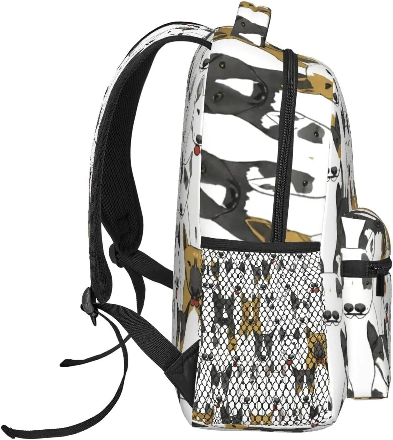 Polyester Daypack Backpack for Trekking Picnic Walking Cycling - Large Capacity Anti-Theft Multipurpose Shoulder Bag, Funny Bull Terrie Dog Art Casual Daypack