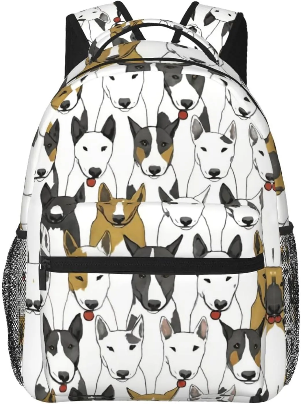 Polyester Daypack Backpack for Trekking Picnic Walking Cycling - Large Capacity Anti-Theft Multipurpose Shoulder Bag, Funny Bull Terrie Dog Art Casual Daypack