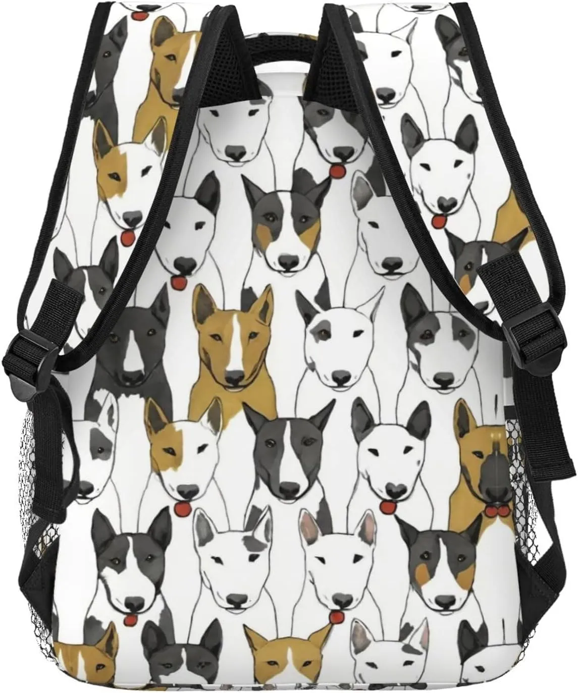 Polyester Daypack Backpack for Trekking Picnic Walking Cycling - Large Capacity Anti-Theft Multipurpose Shoulder Bag, Funny Bull Terrie Dog Art Casual Daypack