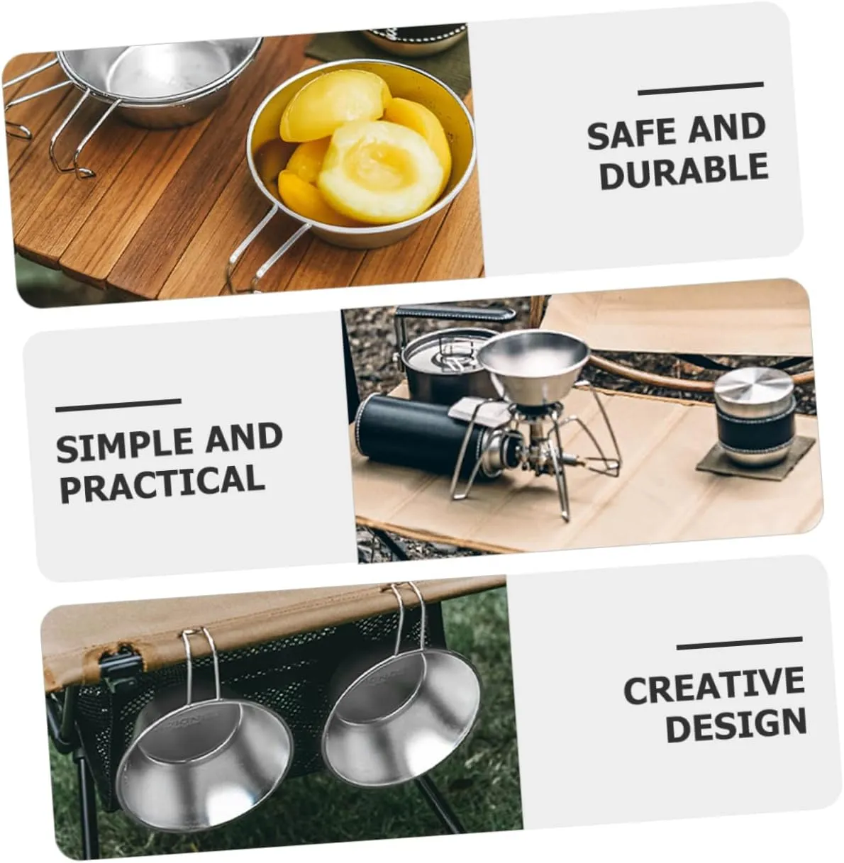 POPETPOP Camping Cookware Steel Bowl Foldable Cups Water Portable Camping Mug Camping Accessories Picnic Supplies