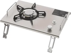 Portable 13,648 BTUs Gas Stove Foldable Stainless Steel Gas Stove Single-Burner Outdoor Gas Stove Electronic Ignition Outdoor Camping Cooking Stove for Camping Hiking Picnic (Silver)