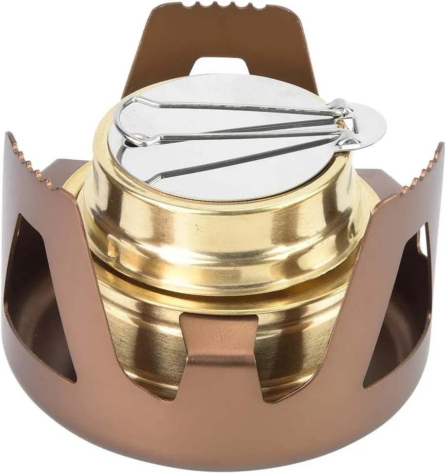 Portable Alcohol Stove Burner, Lightweight Adjust Flame Camping BBQ Burner & Stove for Outdoor Hiking, Compact and Lightweight Design, Easy to Use (Brown)