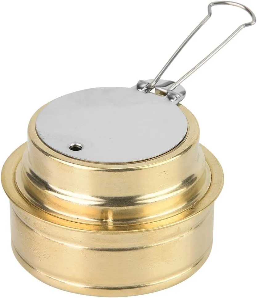 Portable Alcohol Stove Burner, Lightweight Adjust Flame Camping BBQ Burner & Stove for Outdoor Hiking, Compact and Lightweight Design, Easy to Use (Brown)