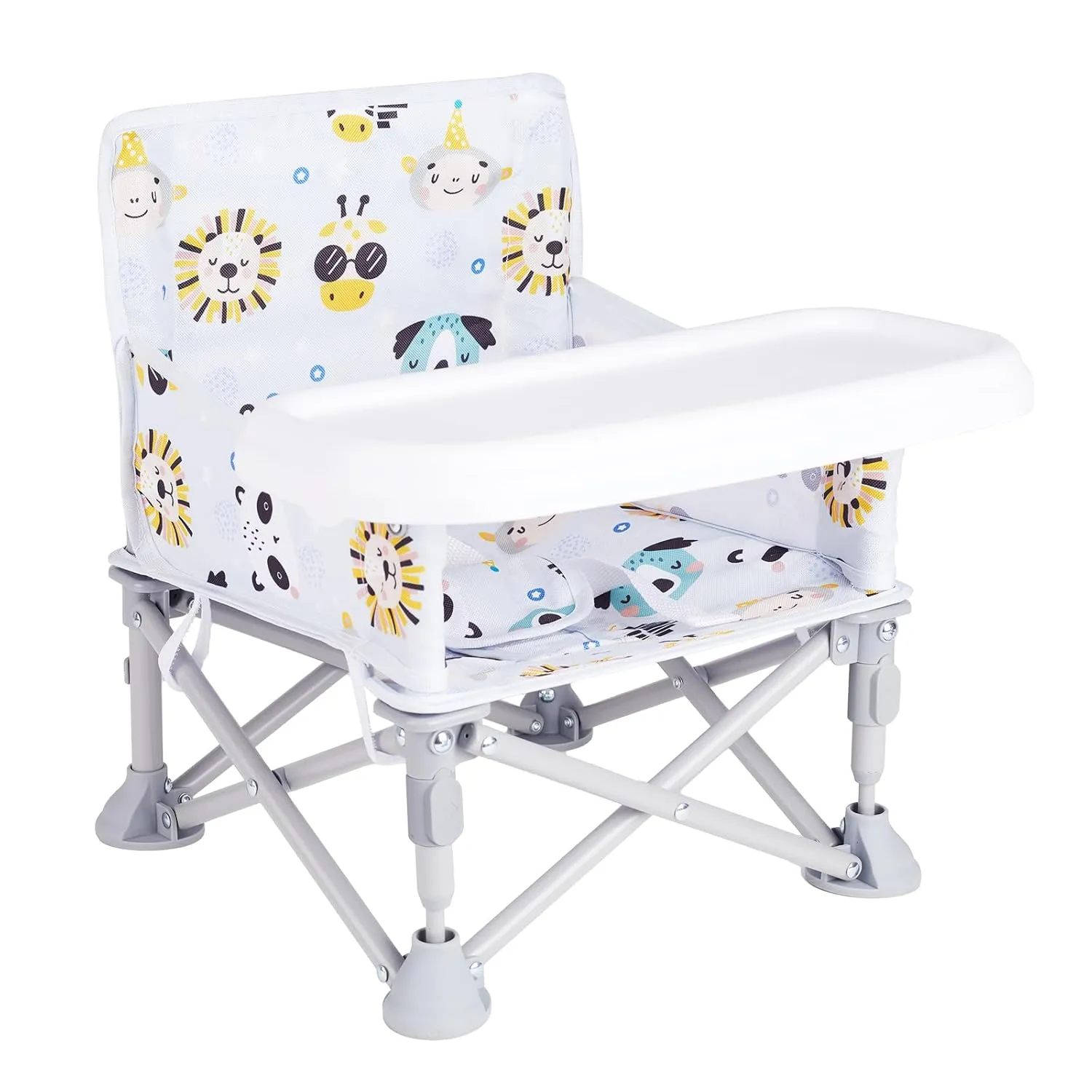 Portable Baby Booster Seat with Tray, Toddler Booster seat for Dining, Camping, Travel, Baby Beach Chair 6 Months to 3 Years Old Indoor Outdoor Use CH2407
