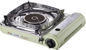 Portable Butane Gas Stove Small Home Stoves with Carry Case Camping Cooker Electronic Ignition Outdoor Overpressure Protection Stainless Steel
