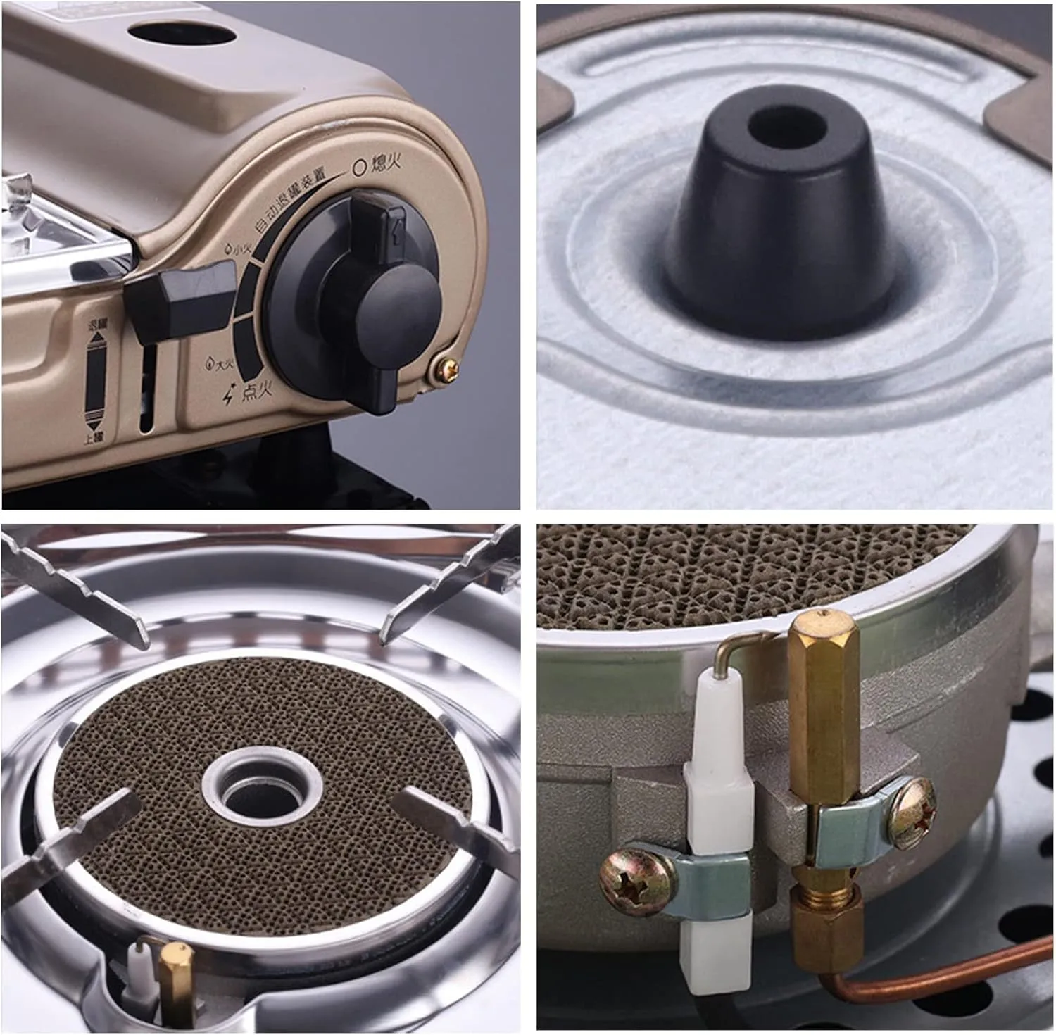 Portable Butane Gas Stove Small Home Stoves with Carry Case Camping Cooker Electronic Ignition Outdoor Overpressure Protection Stainless Steel