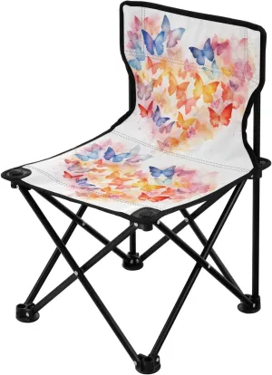 Portable Camping Folding Chairs Foldable Chair Small Butterfly Watercolor 4 Lightweight Backpacking Outdoor Outside Fishing