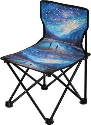 Portable Camping Folding Chairs Foldable Chair Small Galaxy Lake Painting 18 Lightweight Backpacking Outdoor Outside Fishing