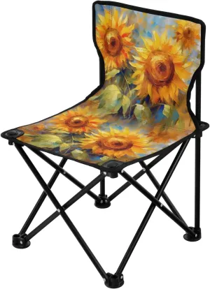 Portable Camping Folding Chairs Foldable Chair Small Sunflower Abstract Lightweight Backpacking Outdoor Outside Fishing