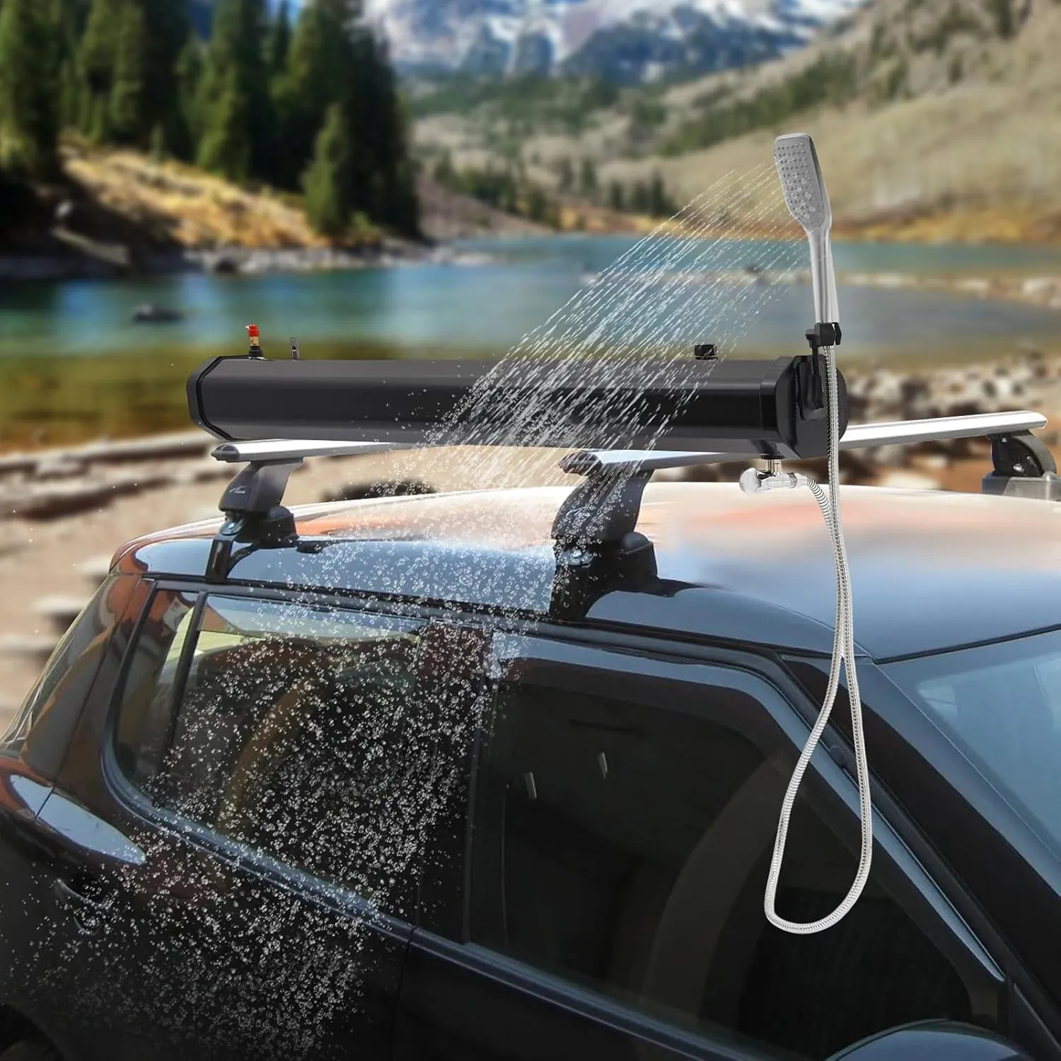 Portable Camping Shower, 5.28Gal/20L Solar Heating Car Camping Shower with Water Hose, Solar Shower Portable Shower for Camping, Portable Shower for Indoor/Outdoor Camping Hiking Traveling
