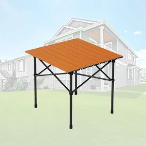 Portable Camping Side Table, Lightweight Aluminum Folding Tables with Carry Bag, Ideal for Picnic, BBQ, Cooking, and Outdoor Adventures Wood Color 50×53×50cm/19.7×20.9×19.7in