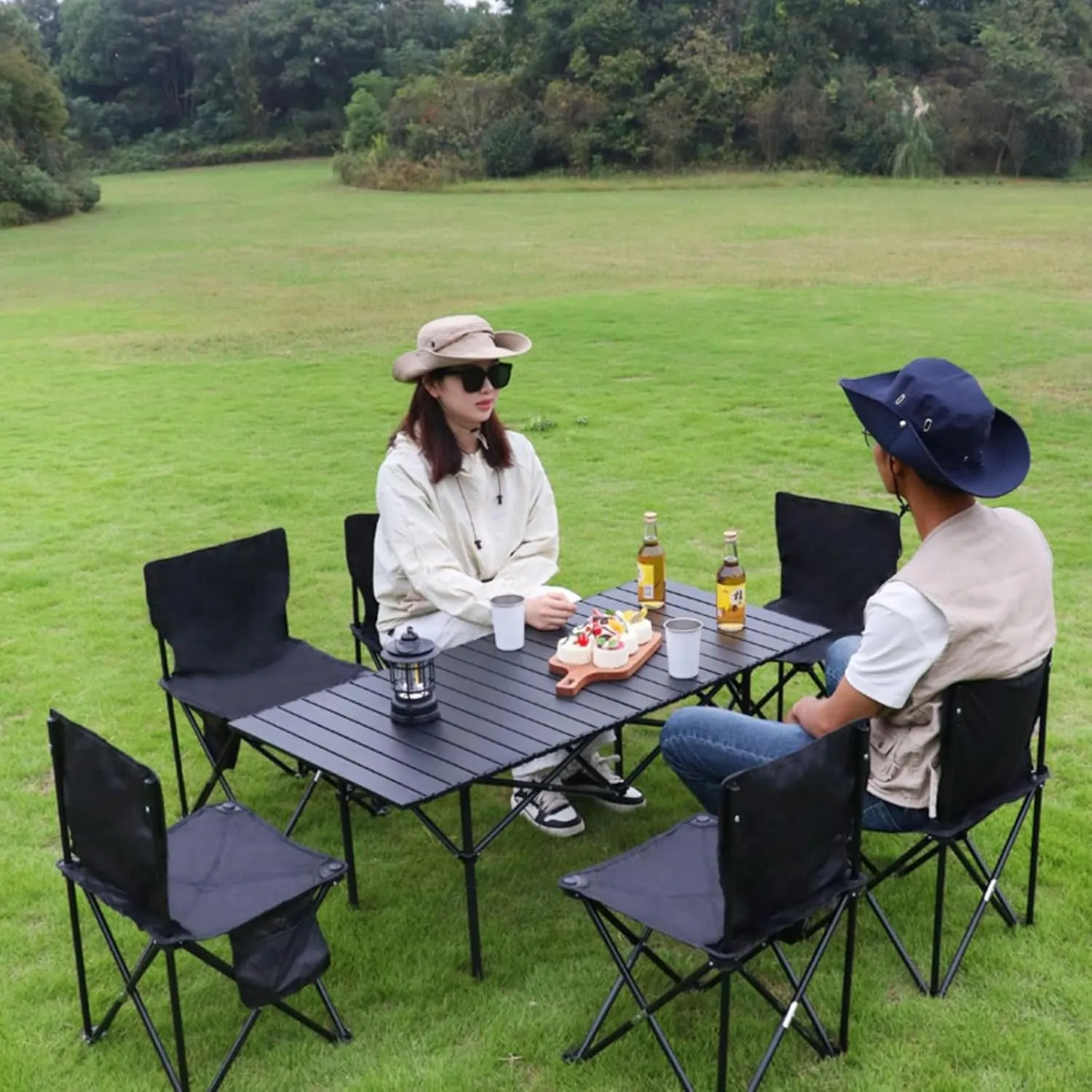 Portable Camping Side Table, Lightweight Aluminum Folding Tables with Carry Bag, Ideal for Picnic, BBQ, Cooking, and Outdoor Adventures Wood Color 50×53×50cm/19.7×20.9×19.7in