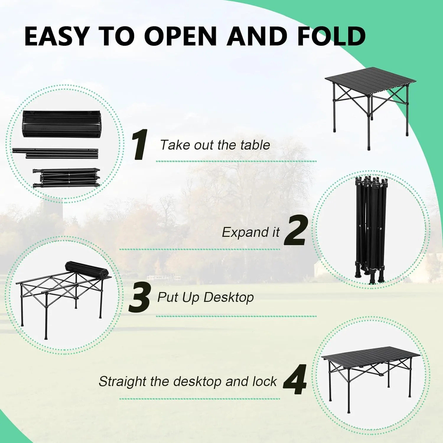Portable Camping Side Table, Lightweight Aluminum Folding Tables with Carry Bag, Ideal for Picnic, BBQ, Cooking, and Outdoor Adventures Wood Color 50×53×50cm/19.7×20.9×19.7in