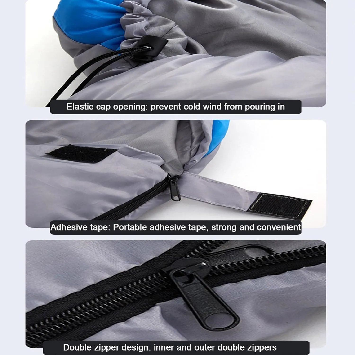 Portable Camping Sleeping Bag, 4 Seasons Cold Warm Weather Waterproof Lightweight with Compression Bag Camping Gear(Blue,0.7kg)