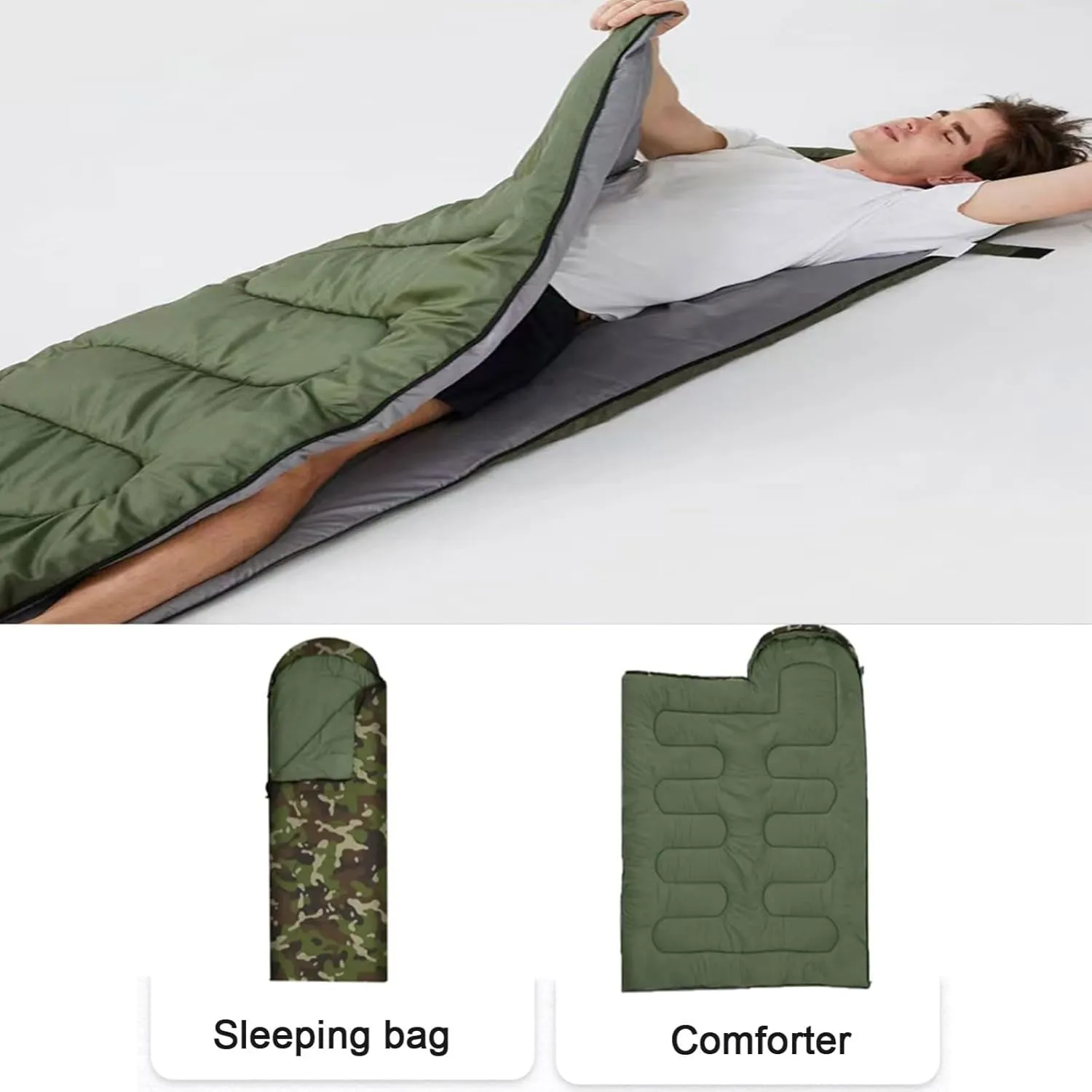 Portable Camping Sleeping Bag, 4 Seasons Cold Warm Weather Waterproof Lightweight with Compression Bag Camping Gear(Blue,0.7kg)