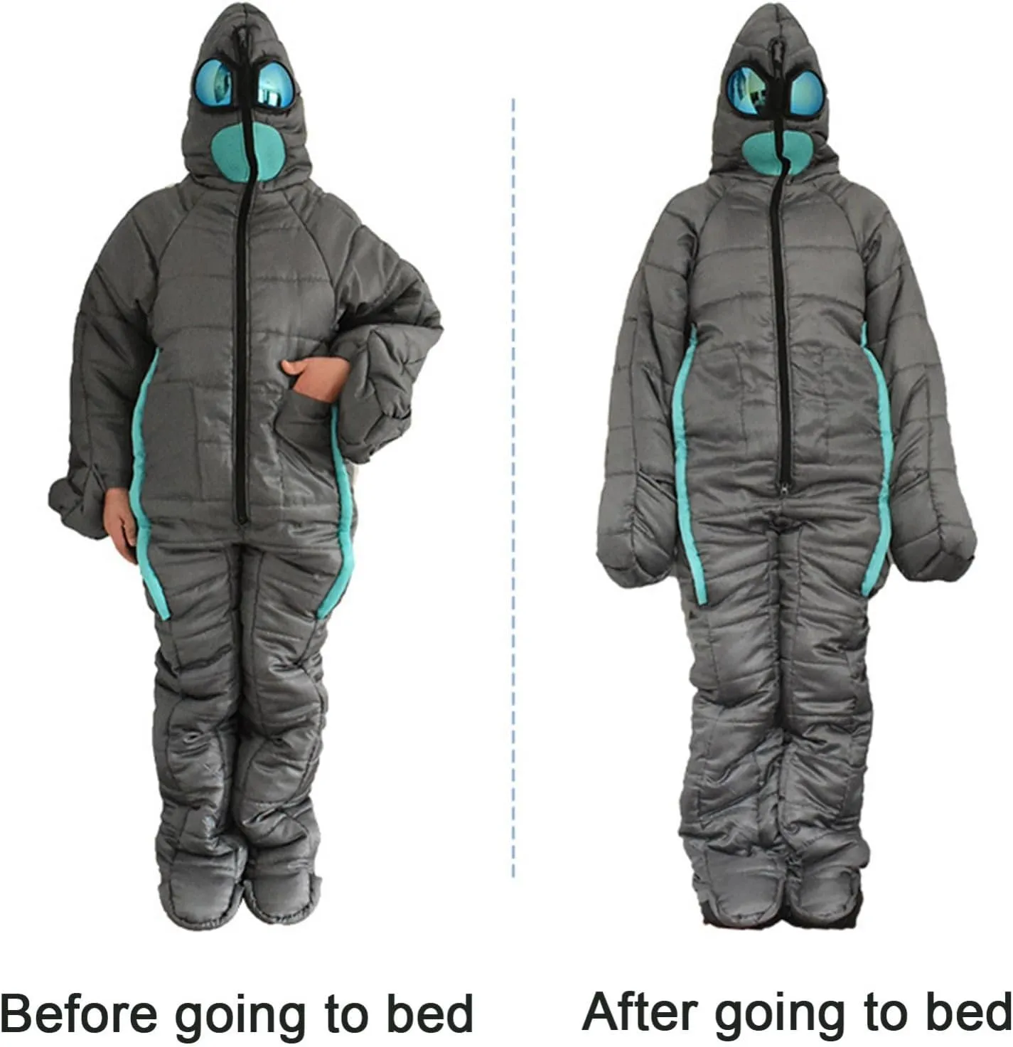 Portable Camping Sleeping Bag, Wearable Outdoor Indoor Waterproof Ultralight Warm Adult Windproof Sleeping Bag All Season