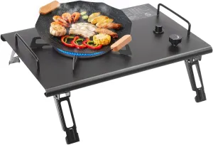 Portable Camping Stove, 13,648 BTU, Gas Stove with 4 Foldable Legs, Single-Burner Butane&propane Camp Stove, Electronic Ignition Outdoor Camping Cooking Stove, 14.17in, Black