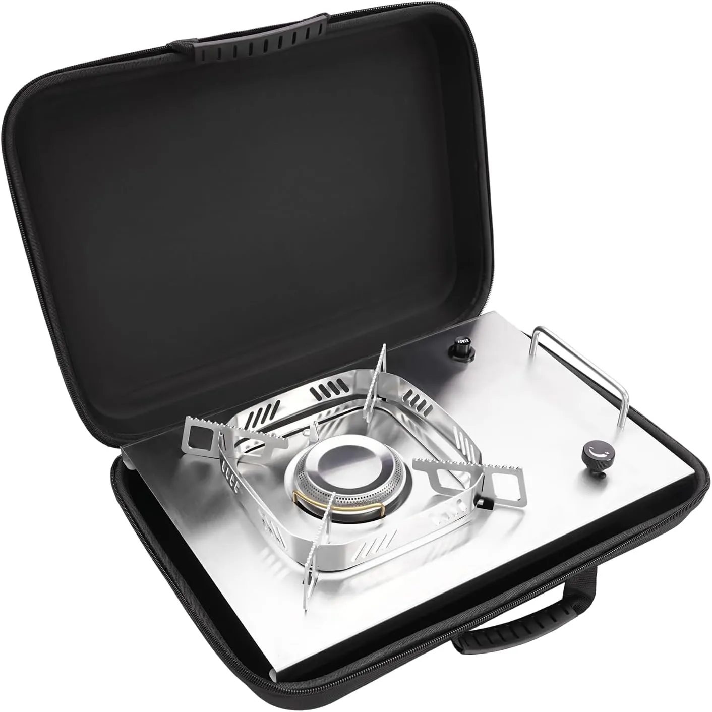 Portable Camping Stove, 2600W Removable Windproof Gas Camping Stove Camping Grill Stoves with Foldable Legs and Two Kinds of Connector Conversion for Party Camping Picnics Backyards