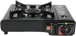 Portable Camping Stove Windproof Dual Fuel Propane Butane Stove Burner with Carrying Case Black Camping