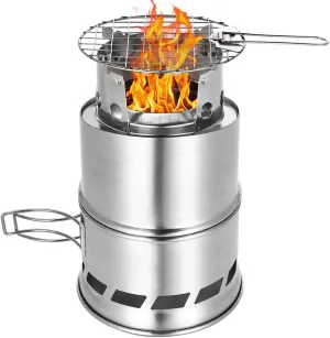 Portable Camping Stove, Windproof Wood Burning Stove Stainless Steel Backpacking Stove, Efficient Burning Heater Solidified Alcohol Stove Outdoor Camping Hiking Backpacking Picnic