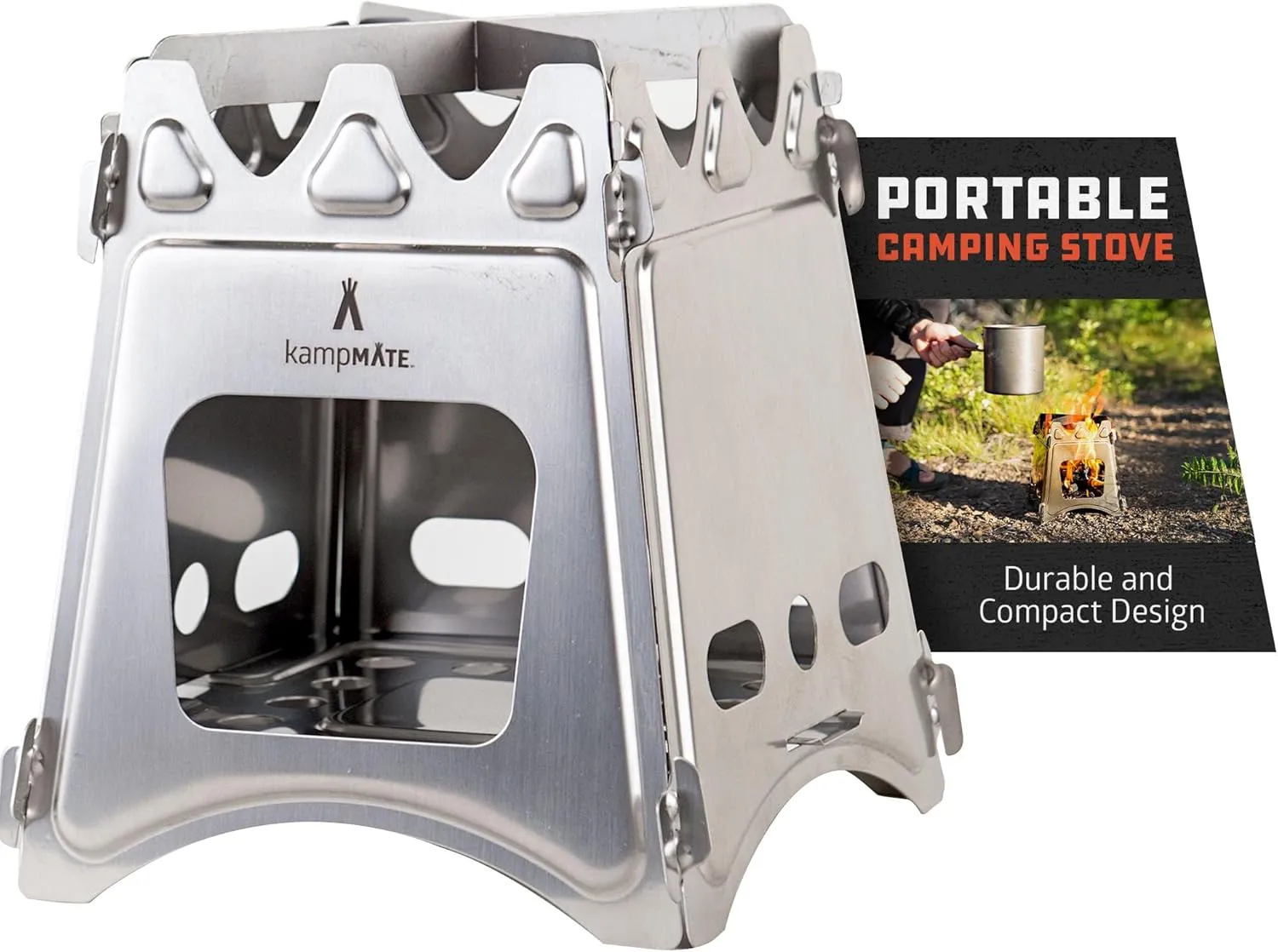 Portable Camping Stove Wood, Wood Stove Camping, Outdoor Compact Campfire, Survival Cooking Gear, Backpacking Stoves, Emergency Backpack Stoves, Hiking Burner, Foldable with Nylon Case