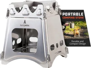 Portable Camping Stove Wood, Wood Stove Camping, Outdoor Compact Campfire, Survival Cooking Gear, Backpacking Stoves, Emergency Backpack Stoves, Hiking Burner, Foldable with Nylon Case