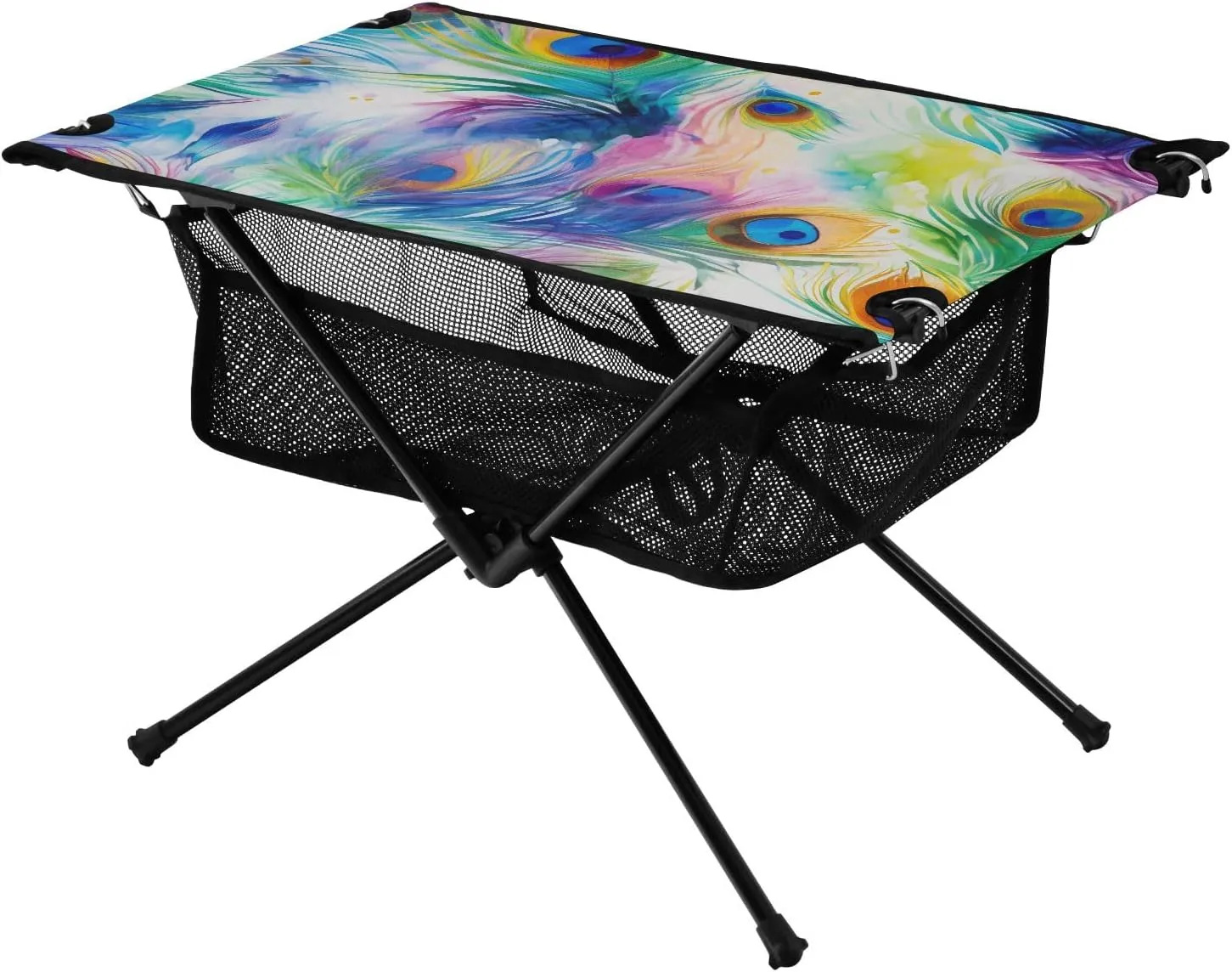 Portable Camping Table Colorful Peacock Feather Outdoor Foldable Camp Tables for Outside, Camping, Hiking, Tailgating