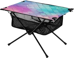 Portable Camping Table Colorful Scales Pattern Outdoor Foldable Camp Tables for Outside, Camping, Hiking, Tailgating