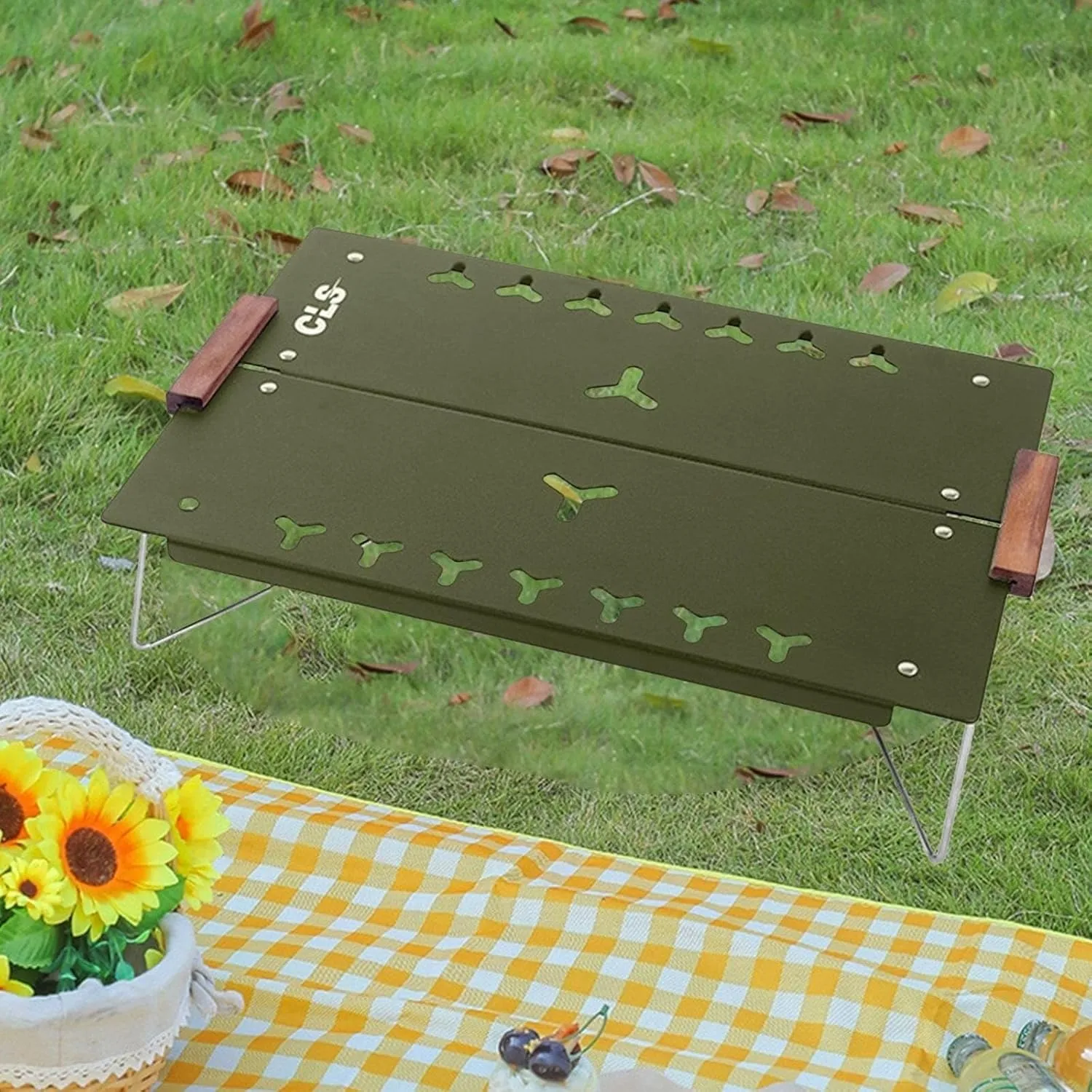 Portable Camping Table Ultralight Aluminum Folding Beach Table with Carry Bag for Outdoor Cooking Picnic Camp Travel Outdoor camping table Hiking camping table Wilderness camping table(Green)