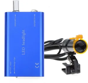 Portable Dental Headlight LED Head Light Lamp High Brightness Headlamp with Clips on Binocular Glass Loupe (Blue)