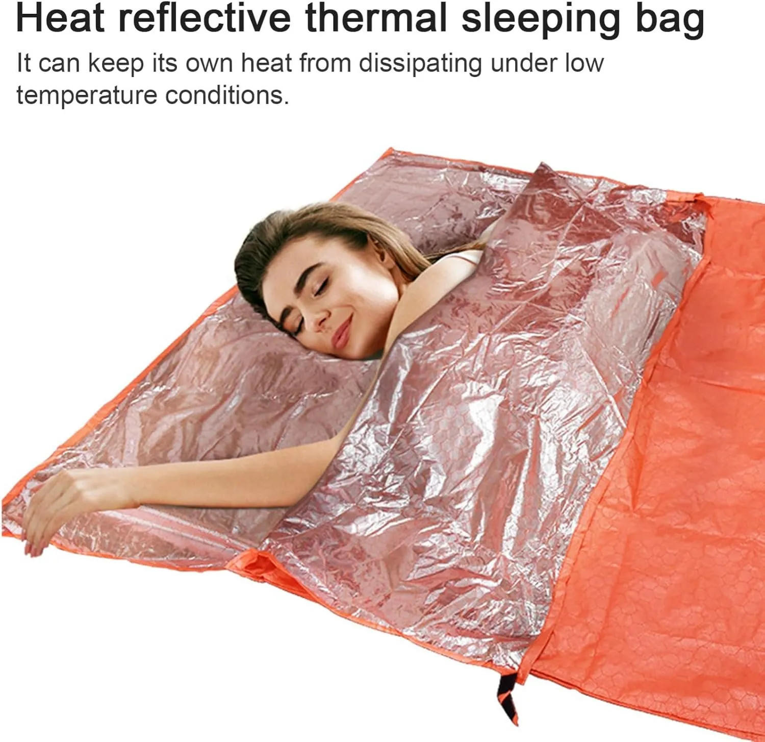 Portable Emergency Sleeping Bag, Lightweight Thermal Survival Bag Thick Tent Blanket for Adults 4 Season Camping Hiking Outdoor(B)