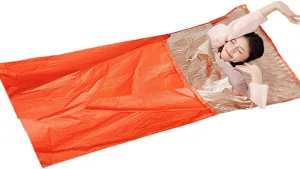 Portable Emergency Sleeping Bag, Lightweight Thermal Survival Bag Thick Tent Blanket for Adults 4 Season Camping Hiking Outdoor(B)
