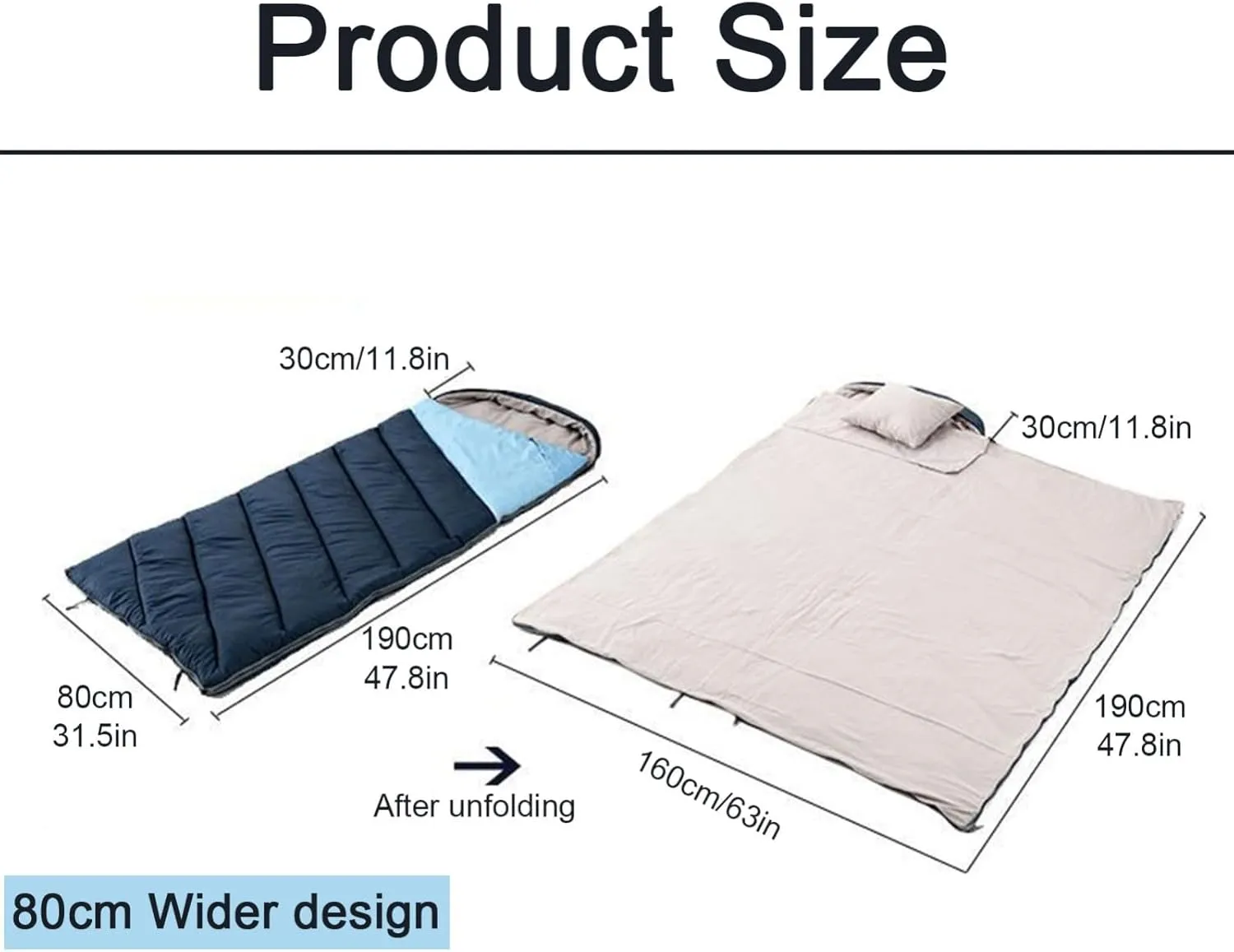 Portable Envelope Sleeping Bag, Adults Camping Big and Tall Winter Sleeping Bag with Compression Sack for Backpacking, Hiking