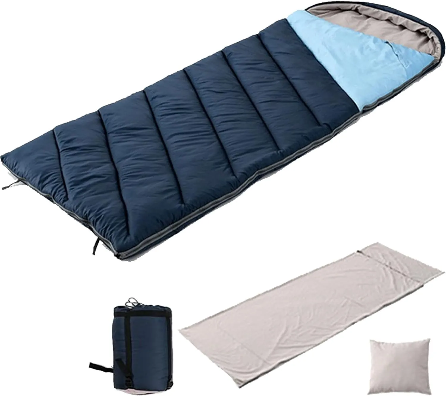 Portable Envelope Sleeping Bag, Adults Camping Big and Tall Winter Sleeping Bag with Compression Sack for Backpacking, Hiking