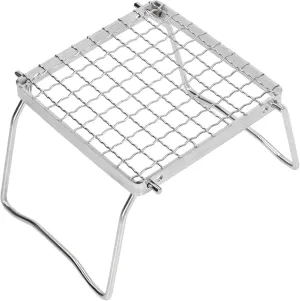 Portable Foldable Barbecue Grill Stainless Steel Stove Top Grate Stainless Steel Grill, Folding Grill Rack for Outdoor Camping, Silver Folding Stainless Steel Camping Grill