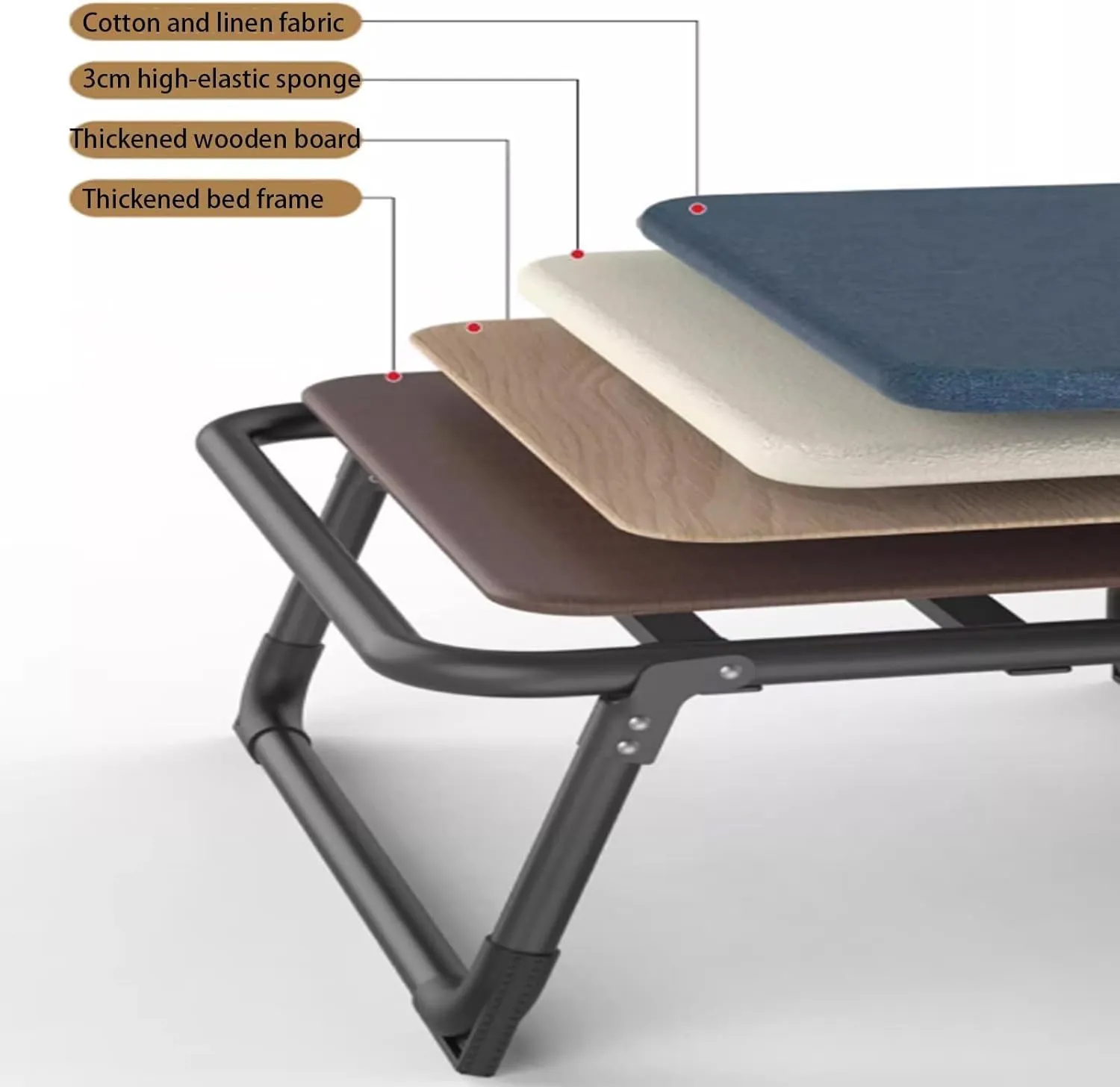 Portable Folding Bed 6 Position Adjustable Camping Cot W/Sponge Mattress Cots for Camping W/Pillow Load 200kg Lounge Chair