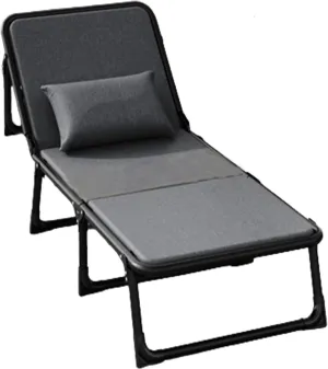 Portable Folding Bed 6 Position Adjustable Camping Cot W/Sponge Mattress Cots for Camping W/Pillow Load 200kg Lounge Chair