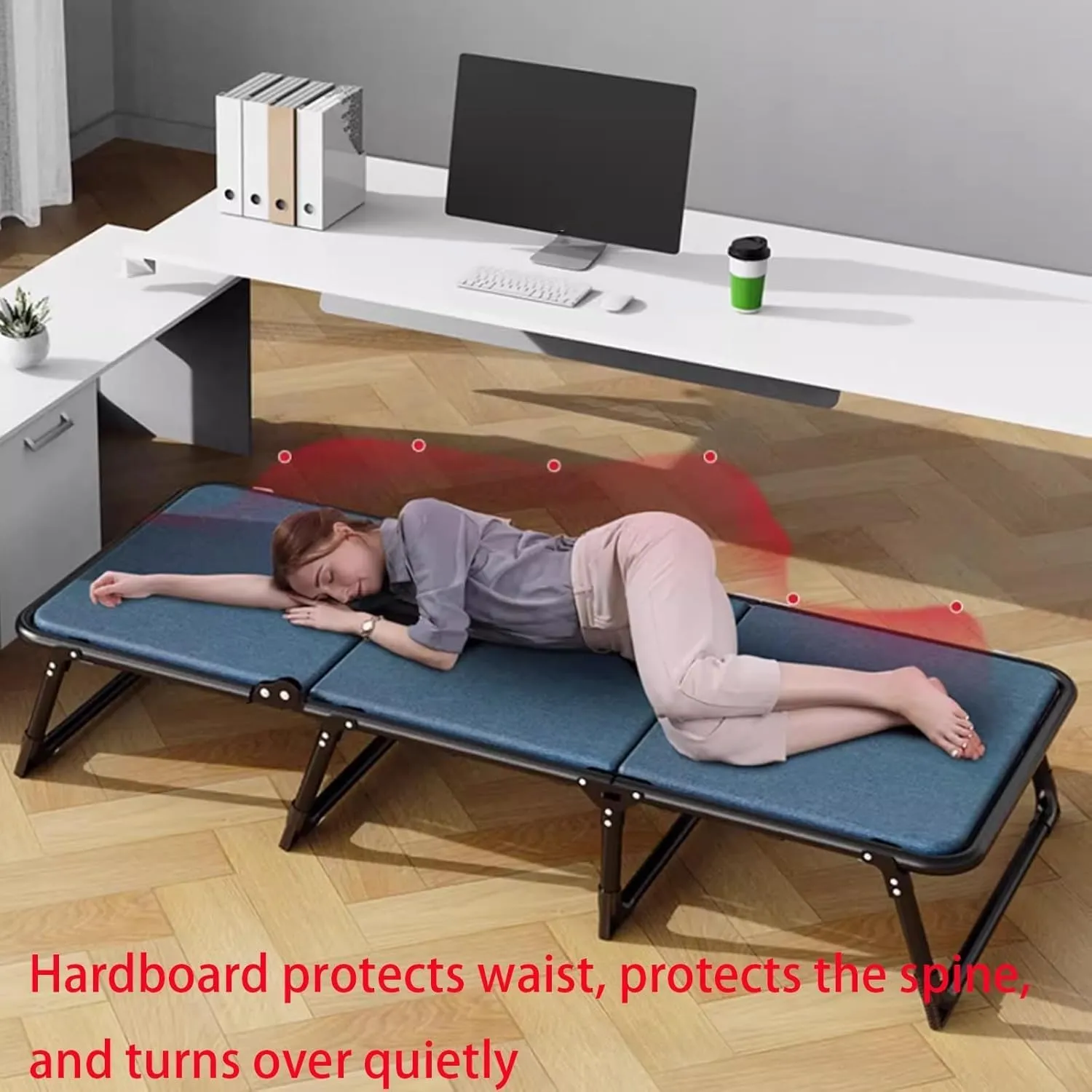 Portable Folding Bed 6 Position Adjustable Camping Cot W/Sponge Mattress Cots for Camping W/Pillow Load 200kg Lounge Chair