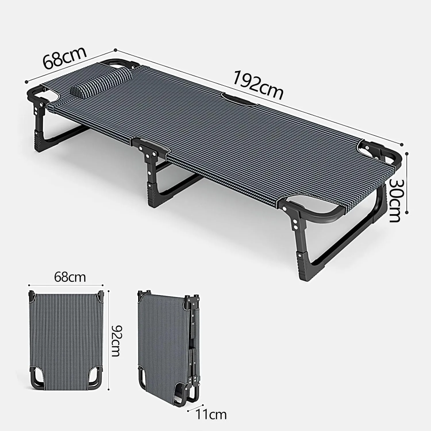 Portable Folding Bed for Adults Camping Cots for Adults with 175kg Load Capacity All 20mm Square Steel Tube for Travel Beach Patio Home Office(Brown), 192 * 68 * 30cm, 192 * 68 * 30CM