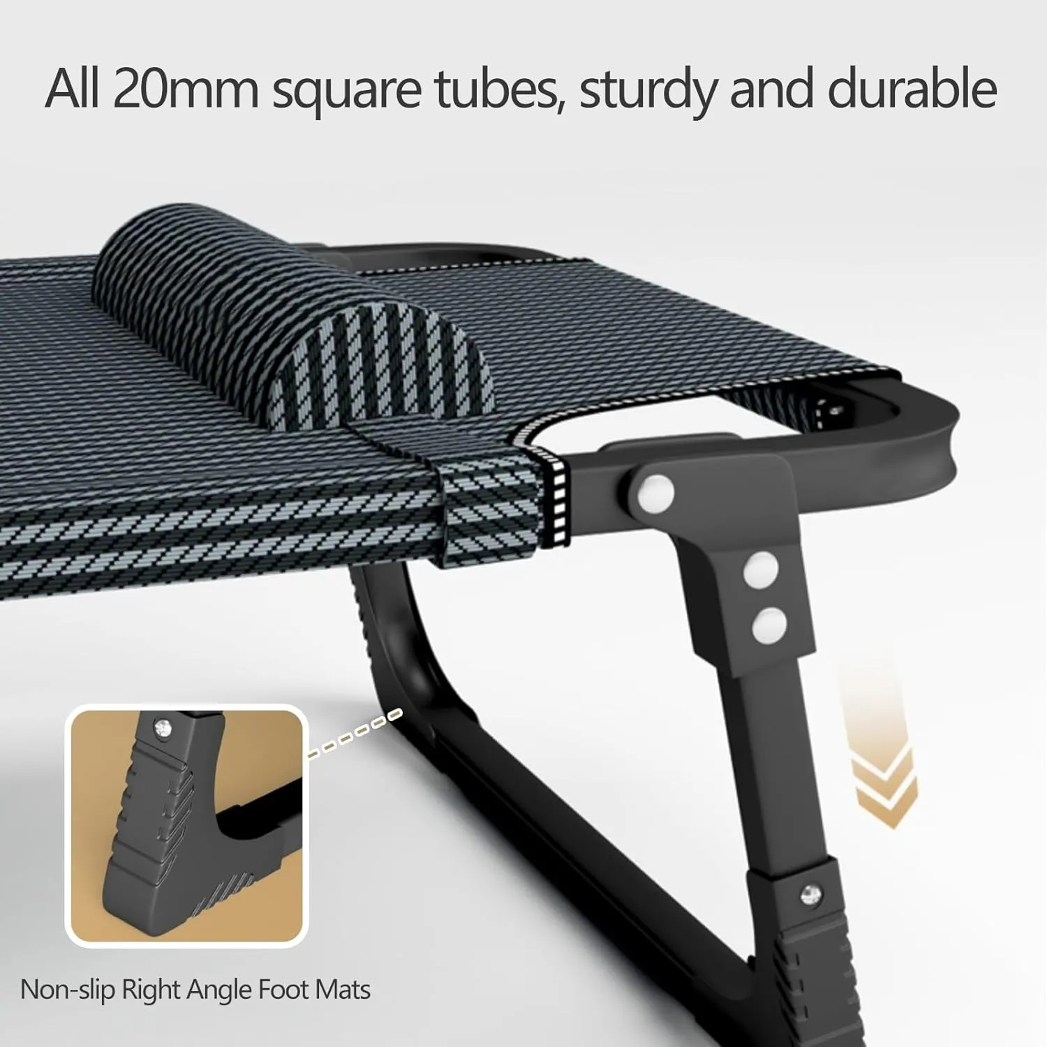 Portable Folding Bed for Adults Camping Cots for Adults with 175kg Load Capacity All 20mm Square Steel Tube for Travel Beach Patio Home Office(Brown), 192 * 68 * 30cm, 192 * 68 * 30CM