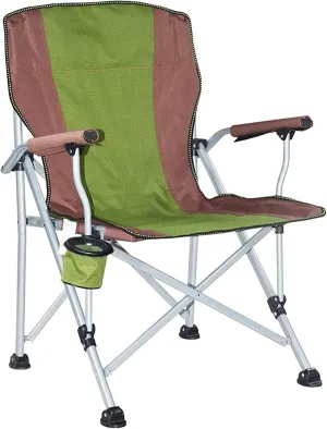 Portable Folding Camping Chair for Adults with Carry Bag Padded Fabric Seat,Hard Armrest,Side Cup-Holder Mesh Cup Holder,B