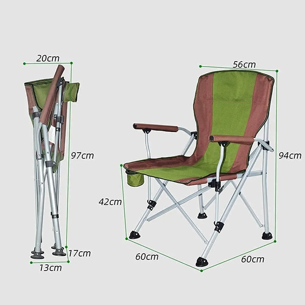 Portable Folding Camping Chair for Adults with Carry Bag Padded Fabric Seat,Hard Armrest,Side Cup-Holder Mesh Cup Holder,B