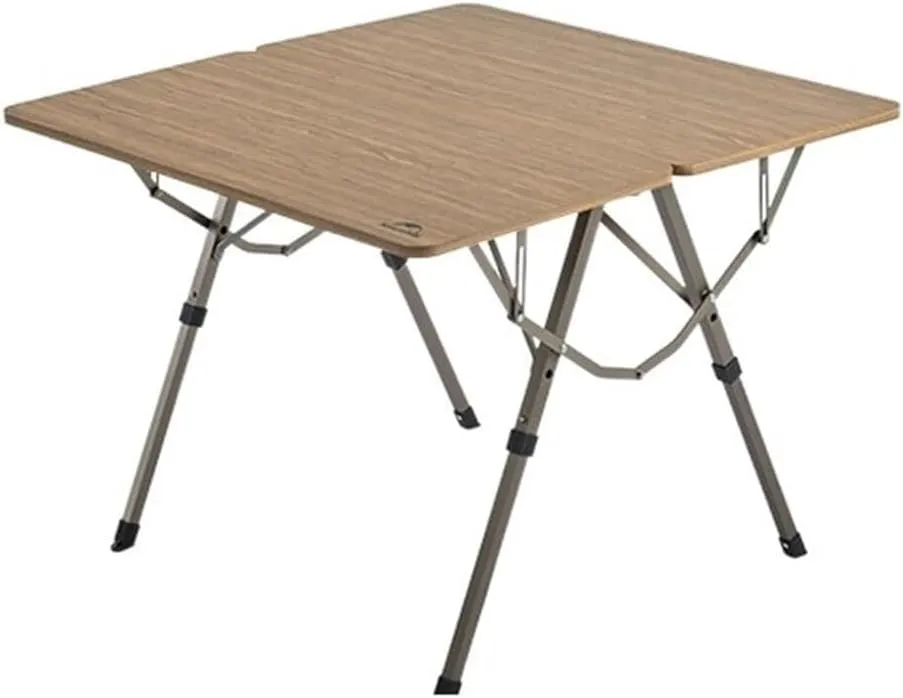 Portable Folding Dining Table - Aluminum Alloy, Lightweight Picnic & BBQ Table with Elevating Feature, Walnut Finish, Ideal for Outdoor Camping, 80x80x39/60cm