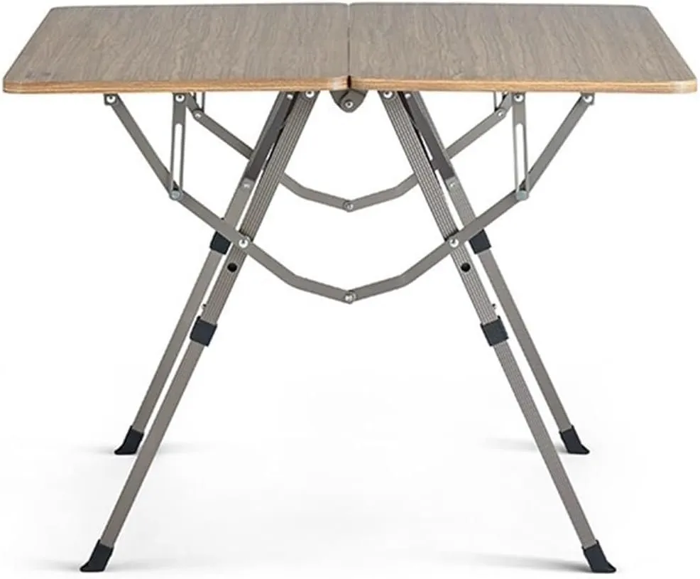 Portable Folding Dining Table - Aluminum Alloy, Lightweight Picnic & BBQ Table with Elevating Feature, Walnut Finish, Ideal for Outdoor Camping, 80x80x39/60cm