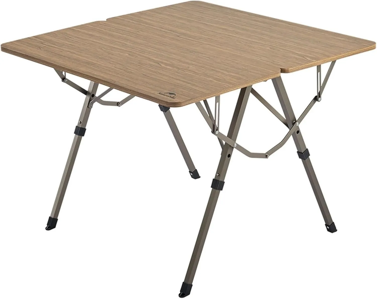 Portable Folding Dining Table - Aluminum Alloy, Lightweight Picnic & BBQ Table with Elevating Feature, Walnut Finish, Ideal for Outdoor Camping, 80x80x39/60cm