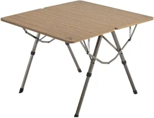 Portable Folding Dining Table - Aluminum Alloy, Lightweight Picnic & BBQ Table with Elevating Feature, Walnut Finish, Ideal for Outdoor Camping, 80x80x39/60cm