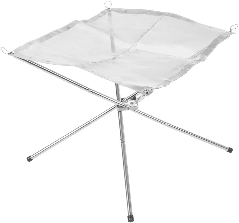 Portable Folding Firewood Stove, Detachable Barbecue Fire Frame for Outdoor Hiking, Camping, Lightweight Stainless Steel Grill with Storage Bag